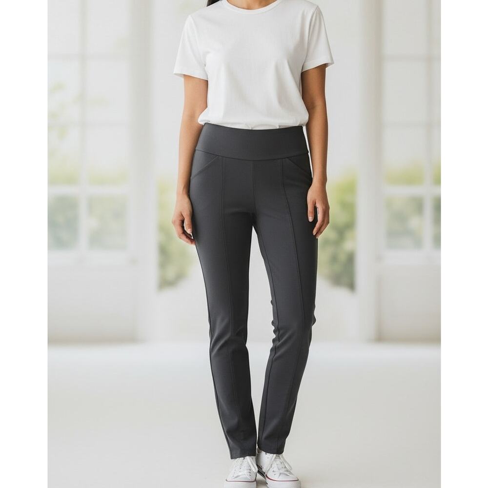 Simply Vera Gray Ankle Stretch Pants Sz Med Classic Tailored Preppy Glam Casual